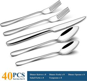 img 3 attached to Premium Stainless Steel Silverware 🍴 Set: Wildone Dishwasher-Safe Tableware for Lasting Elegance