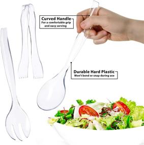 img 2 attached to 🍴 12-Pack: Durable Plastic Serving Utensils Set – 4x 10” Spoons, 4x 10” Forks, 4x 6-1/2” Tongs, Clear