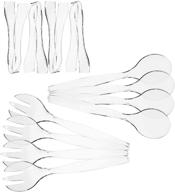 🍴 12-pack: durable plastic serving utensils set – 4x 10” spoons, 4x 10” forks, 4x 6-1/2” tongs, clear logo