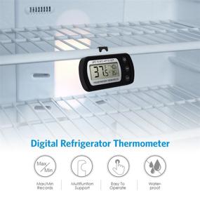 img 3 attached to 🌡️ AMIR Digital Refrigerator Thermometer - Accurate Mini Freezer Waterproof LCD Display with Max/Min Record - Ideal for Kitchen, Home, Restaurants (2 Pack, Batteries Included)