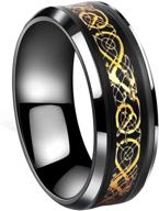 💍 stylish tanyoyo black gold celtic dragon stainless steel wedding band - size 7-14: trendy jewelry for men logo