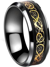 img 4 attached to 💍 Stylish Tanyoyo Black Gold Celtic Dragon Stainless Steel Wedding Band - Size 7-14: Trendy Jewelry for Men