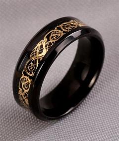 img 1 attached to 💍 Stylish Tanyoyo Black Gold Celtic Dragon Stainless Steel Wedding Band - Size 7-14: Trendy Jewelry for Men