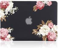 💻 idonzon case for macbook air 13 inch a1466 a1369 - 3d matte black hard cover, see through design - peony black base, 2010-2017 release, only compatible with mac air 13.3 inch logo