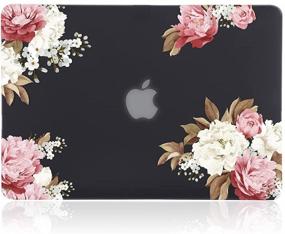 img 4 attached to 💻 iDonzon Case for MacBook Air 13 inch A1466 A1369 - 3D Matte Black Hard Cover, See Through Design - Peony Black Base, 2010-2017 Release, Only Compatible with Mac Air 13.3 inch