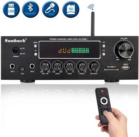 img 3 attached to 🔊 Sunbuck AS-90BU Wireless Bluetooth Home Audio Amplifier – 400W Dual Channel Home Theater Sound Compact Stereo Receiver System with FM Radio, USB/SD, AUX, RCA, Mic Input, Remote Control for Enhanced Audio Experience
