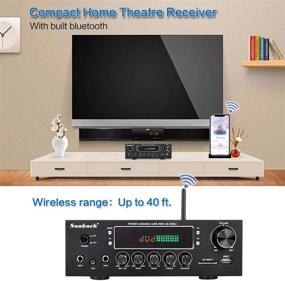 img 2 attached to 🔊 Sunbuck AS-90BU Wireless Bluetooth Home Audio Amplifier – 400W Dual Channel Home Theater Sound Compact Stereo Receiver System with FM Radio, USB/SD, AUX, RCA, Mic Input, Remote Control for Enhanced Audio Experience
