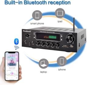 img 1 attached to 🔊 Sunbuck AS-90BU Wireless Bluetooth Home Audio Amplifier – 400W Dual Channel Home Theater Sound Compact Stereo Receiver System with FM Radio, USB/SD, AUX, RCA, Mic Input, Remote Control for Enhanced Audio Experience
