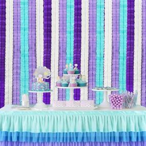 img 4 attached to 🧜 Гирлянда из бумаги с четырехлистным клевером русалки - 12 шт., 120 футов фиолетовых лавандовых лент для декора вечеринки