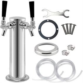 img 3 attached to 🍺 Double Tap Stainless Steel Draft Beer Tower Faucet Dispenser by LUCKEG - 3" Diameter Beer Tower for Home Brewing with Beer Line and Assembly Accessories