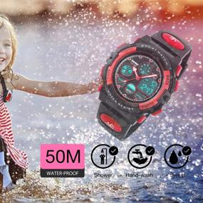 img 2 attached to Детские цифровые спортивные часы: водонепроницаемые наружные часы для мальчиков и девочек с будильником и секундомером - кварцевые наручные часы.