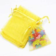 🎀 stratalife 50pcs drawstring organza bags - yellow transparent jewelry favor pouches for baby showers, weddings or parties logo