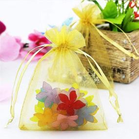 img 3 attached to 🎀 Stratalife 50PCS Drawstring Organza Bags - Yellow Transparent Jewelry Favor Pouches for Baby Showers, Weddings or Parties