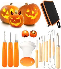 img 4 attached to 🎃 Premium 12-Piece Pumpkin Carving Tool Set – Heavy-duty Stainless Steel Kit with Storage Carrying Case – Ideal Carving Knife for Pumpkin Halloween Decor (Yellow, 12-pack)