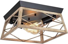 img 4 attached to 🏮 HMVPL Rustic Iron Flush Mount Ceiling Light Fixture - 2-Light Industrial Close to Ceiling Lamp for Kitchen Island, Dining Room, Bedroom, Foyer, Hallway