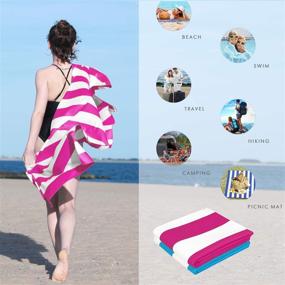 img 1 attached to 🏖️ Optimal Size Microfiber Beach Towel for Travel - Extra Large 67x35, Large 60x30 - Sand-Free, Ultra-Thin, Lightweight, Compact