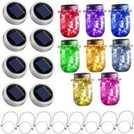 🌟 starrymine upgraded solar mason jar lights - set of 8: waterproof fairy firefly jar lids string lights with hangers (jars not included) - ideal for patio, yard, garden, wedding, easter decor - 8 colors логотип