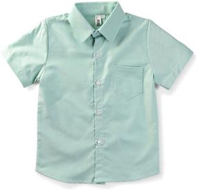 img 4 attached to Little Sleeve Button Cotton Casual Boys' Clothing for Tops, Tees & Shirts