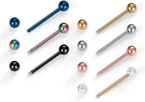 img 3 attached to 📿 vcmart 14pcs 14 Gauge 12-18mm Tongue Rings Nipple Straight Barbells Surgical Steel Body Piercing Jewelry Set