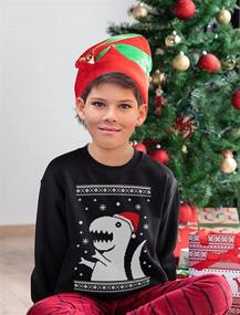 img 2 attached to 🎄 Festive Dinosaur Sleeve T-Shirt: Boys' Christmas Clothing & Stylish Hoodies/Sweatshirts