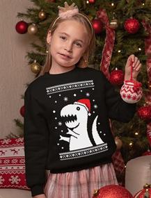 img 3 attached to 🎄 Festive Dinosaur Sleeve T-Shirt: Boys' Christmas Clothing & Stylish Hoodies/Sweatshirts