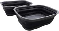 🛁 collapsible tub - sammart 12l (3.17 gallon) - foldable dish tub - portable washing basin - space saving plastic washtub (2, grey/black) logo