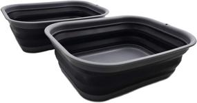 img 4 attached to 🛁 Collapsible Tub - SAMMART 12L (3.17 Gallon) - Foldable Dish Tub - Portable Washing Basin - Space Saving Plastic Washtub (2, Grey/Black)