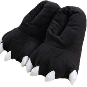 img 1 attached to 🦕 HengQiu Plush Animal Paw Slippers – Unisex Fuzzy Warm House Shoes for Adults – Dinosaur Claw Slippers