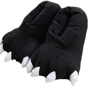 img 4 attached to 🦕 HengQiu Plush Animal Paw Slippers – Unisex Fuzzy Warm House Shoes for Adults – Dinosaur Claw Slippers