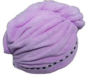 img 3 attached to 👒 Super Absorbent Microfiber Hair Towel Wrap Turban 3 Pack - Quick Dry Hair Hat, Wrapped Bath Cap with Lace Grooming - 26inch/10inch