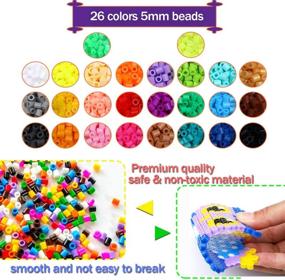 img 1 attached to 🧩 YFZYT Fuse Beads Kit: 26 Colors, 7200pcs 5mm Iron Beads Kids Craft Set with Pegboards, Tweezers, Ironing Paper, and Patterns - Perfect DIY Gifts for Boys and Girls