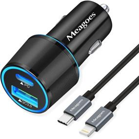 img 4 attached to 🚗 Meagoes 20W быстрая зарядка для автомобиля через USB C с кабелем MFi Certified Type C to Lightning - быстрая зарядка для iPhone 13/12/Pro Max/Mini/11/XS/XR/X/8 Plus/SE/iPad Mini 5/Air 3