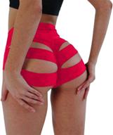 bzb women's cut-out yoga shorts scrunch booty hot pants | high waist gym workout & active butt lifting sports leggings logo