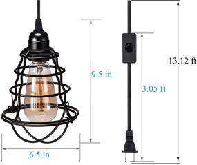 img 3 attached to 💡 Vintage Industrial Plug in Pendant Lights - 2-Pack Cage Hanging Edison Pendant Lighting with On/Off Switch - E26 E27 Mini Pendant Light Fixtures