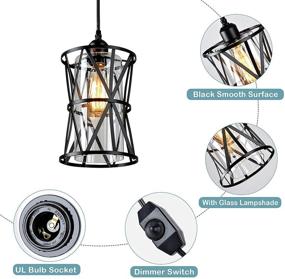 img 2 attached to 🏡 HMVPL Farmhouse Pendant Lighting with Clear Glass Lampshade - Outdoor Swag Lamp for Dining Room, Bedroom, Foyer, Hallway, Kitchen Island - Plug-in Cord and On/Off Dimmer Switch Included