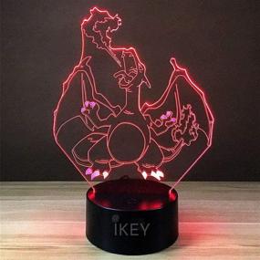 img 2 attached to 🔥 IKEY 3D Illusion Charizard LED Night Light: 7 Colors Gradual Changing USB Touch Switch Visual Lights - Perfect for Holiday Gifts and Home Decor