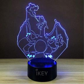 img 1 attached to 🔥 IKEY 3D Illusion Charizard LED Night Light: 7 Colors Gradual Changing USB Touch Switch Visual Lights - Perfect for Holiday Gifts and Home Decor