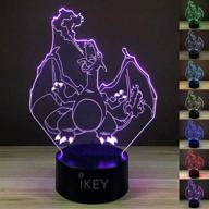 🔥 ikey 3d illusion charizard led night light: 7 colors gradual changing usb touch switch visual lights - perfect for holiday gifts and home decor логотип