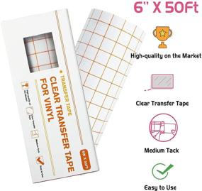 img 2 attached to 🔁 Versatile Clear Transfer Tape for Vinyl: 6" x 50 FT with Red Transfer Paper Tape Roll - Perfect for Heat Transfer, Signs, Stickers, Decals, Walls, Doors, and Windows