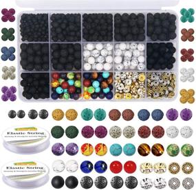 img 4 attached to EuTengHao Bracelet Making Kit: 715Pcs Lava Beads, Chakra and Glass Beads - DIY Jewelry with Essential Oils and Elastic String