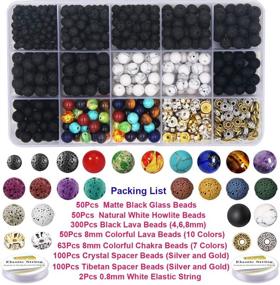 img 3 attached to EuTengHao Bracelet Making Kit: 715Pcs Lava Beads, Chakra and Glass Beads - DIY Jewelry with Essential Oils and Elastic String