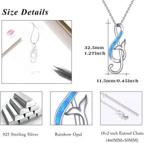 img 3 attached to 🎵 925 Sterling Silver Musical Symbols Note Pendant Necklace with Opal Accents - Perfect Gift for Music Lovers