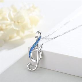 img 2 attached to 🎵 925 Sterling Silver Musical Symbols Note Pendant Necklace with Opal Accents - Perfect Gift for Music Lovers