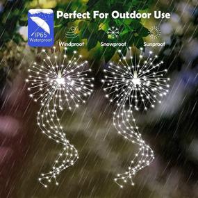 img 2 attached to Enhanced Fireworks Solar Garden Lights: 200 LED Starburst Sparklers with 8 Lighting Modes, Perfect for Christmas Weddings & Outdoor Decor - 1 Pack