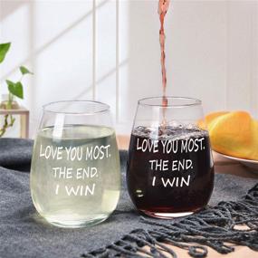 img 3 attached to 🍷 Love You Most The End I Win: Stemless Wine Glass - Perfect Gift for Lovers, Couples, Wife, Girlfriend, Fiancée - Ideal for Engagement, Wedding, Bridal Showers, Valentine's Day!