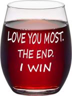 🍷 love you most the end i win: stemless wine glass - perfect gift for lovers, couples, wife, girlfriend, fiancée - ideal for engagement, wedding, bridal showers, valentine's day! логотип