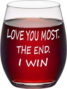 img 4 attached to 🍷 Love You Most The End I Win: Stemless Wine Glass - Perfect Gift for Lovers, Couples, Wife, Girlfriend, Fiancée - Ideal for Engagement, Wedding, Bridal Showers, Valentine's Day!