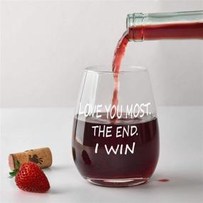 img 2 attached to 🍷 Love You Most The End I Win: Stemless Wine Glass - Perfect Gift for Lovers, Couples, Wife, Girlfriend, Fiancée - Ideal for Engagement, Wedding, Bridal Showers, Valentine's Day!