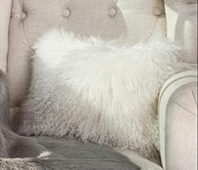 img 1 attached to 🐑 Luxury and Authentic Mongolian Lamb Fur Cushion Cover/Pillowcase – 100% Real Fur, 12x20inch, White