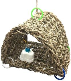 img 3 attached to 🐦 Kathson Seagrass Tent Hammock Small Animal Snuggle Hut Parrot Cage Toy - Ideal for Parakeets, Cockatiels, Lovebirds, Ring Necks, Pionus, Senegals, and Other Small to Medium Birds